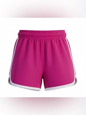 Girls' Bright Pink Athletic Shorts with White Trim silk feel